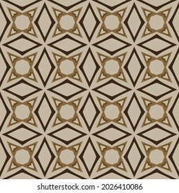 Seamless illustrated pattern made of abstract elements in beige and shades of brown