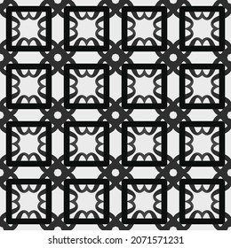Seamless illustrated pattern made of abstract elements in white, gray and black