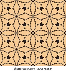 Seamless illustrated pattern made of abstract elements in beige and black