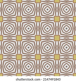 Seamless illustrated pattern made of abstract elements in light gray,yellow, blue and shades of brown