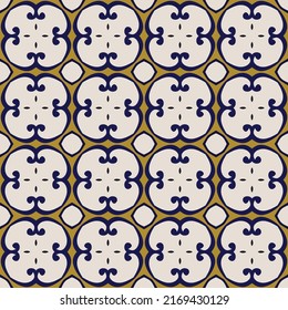 Nahtlose illustrierte Muster aus abstrakten Elementen in Beige, Gelb und Blau