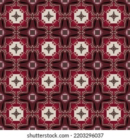 Patrón ilustrado sin soldadura de elementos abstractos en beige, rosa, rojo, marrón y negro