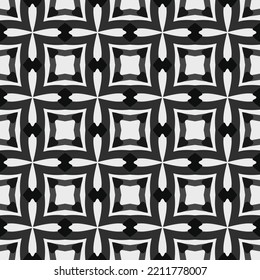 Patrón ilustrado sin soldadura de elementos abstractos en blanco, gris y negro