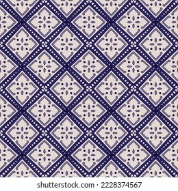 Seamless illustrated pattern made of abstract elements in beige and shades of blue