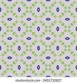 Seamless illustrated pattern made of abstract elements in beige,green and blue