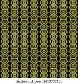 Seamless illustrated pattern made of abstract elements in yellow and black