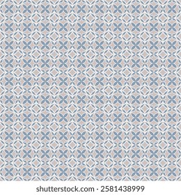 Seamless illustrated pattern made of abstract elements in beige, blue and white