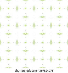 Seamless illustrated pattern made of abstract green elements on white