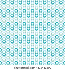 Seamless illustrated pattern made of abstract turquoise elements on white