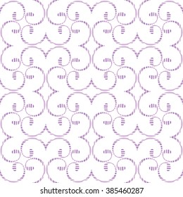 Seamless illustrated pattern made of abstract violet elements on white