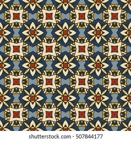 Seamless illustrated pattern made of abstract elements