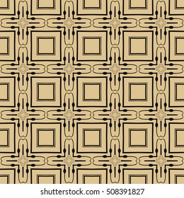 Seamless illustrated pattern made of abstract elements in beige and black