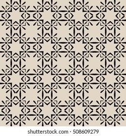 Seamless illustrated pattern made of abstract elements in beige and black