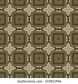 Seamless illustrated pattern made of abstract elements beige, brown and black