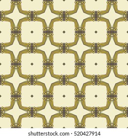 Seamless illustrated pattern made of abstract elements in beige and yellow