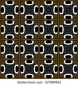 Seamless illustrated pattern made of abstract elements in brown, grey, white and black