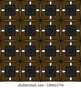 Seamless illustrated pattern made of abstract elements in brown, grey, white and black