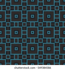 Seamless illustrated pattern made of abstract elements in black and  turquoise