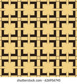 Seamless illustrated pattern made of abstract elements in yellow and black