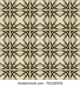 Seamless illustrated pattern made of abstract elements in beige and brown