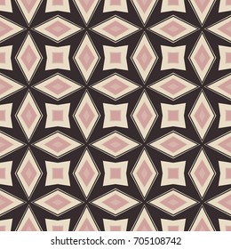 Seamless illustrated pattern made of abstract elements in beige, pink and black