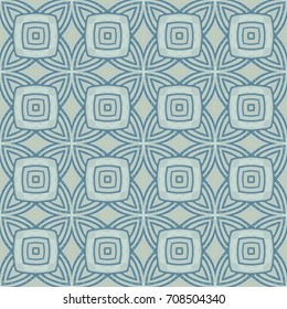 Seamless illustrated pattern made of abstract elements in  blue and dark gray