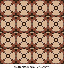 Seamless illustrated pattern made of abstract elements in beige, brown and black