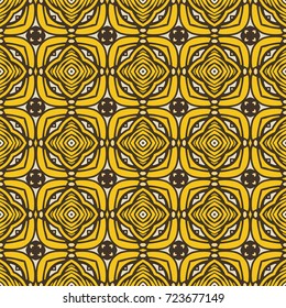 Seamless illustrated pattern made of abstract elements in beige,  yellow and brown