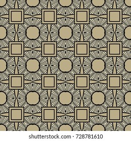 Seamless illustrated pattern made of abstract elements in beige  and black