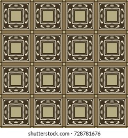 Seamless illustrated pattern made of abstract elements in beige and brown