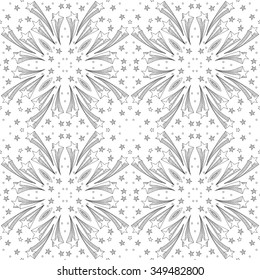 Seamless illustrated pattern made of black hand drawn elements