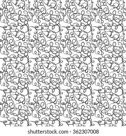 Seamless illustrated pattern made of black hand drawn elements
