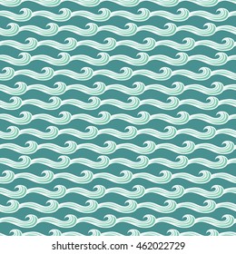 Seamless illustrated pattern made of hand drawn elements - like sea