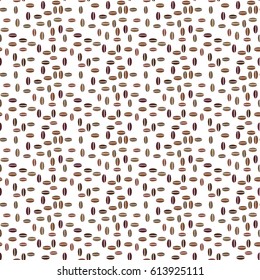 Seamless illustrated pattern made of stylized coffee beans on white