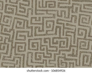 Seamless illustrated spiraling maze pattern that looks like a pastel drawing.