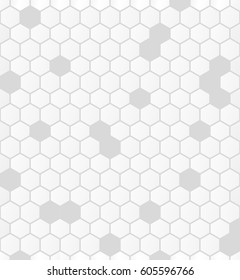 Seamless, illustrated tile of tessalated hexagons in grayscale, with randomized gradient orientations resulting in an abstract shading effect