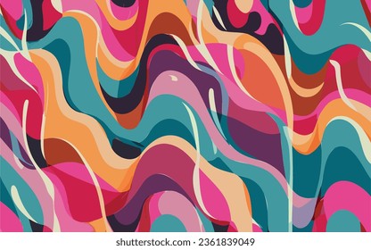 Seamless Illustrated Waves Pattern Background Texture. Fashion pattern. fabric pattern. mobile wallpaper