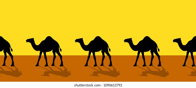 Seamless illustration of the abstract camel caravan