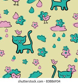 The seamless illustration with animals