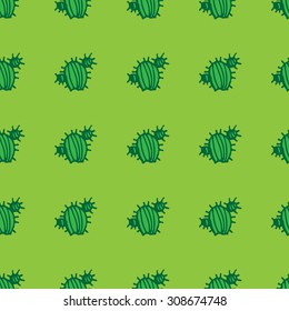 Seamless illustration background pattern with cactus in vector