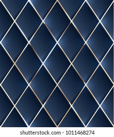 Seamless illustration of blue background with shiny metallic grid
