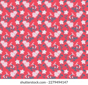 Seamless illustration branches with flowers. Seamless Floral Pattern in vector. Pattern collection.Wild flowers, leaves, branches, floral repeat pattern design set.. Handmade. Wallpaper, fabric design
