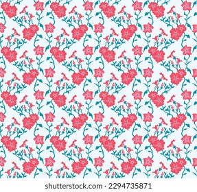 Seamless illustration branches with Petunia flowers. Floral Pattern in vector. Pattern collection.Wild flowers, leaves, branches, floral repeat pattern design set.. Handmade. Wallpaper, fabric design