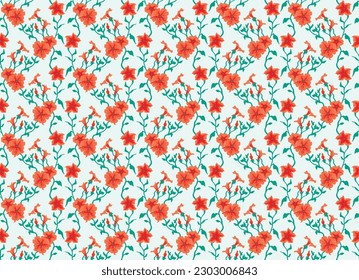 Seamless illustration branches with Petunia flowers. Floral Pattern in vector. Pattern collection.Wild flowers, leaves, branches, floral repeat pattern design set.. Handmade. Wallpaper, fabric design