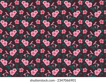 Seamless illustration branches with Petunia flowers. Floral Pattern in vector. Pattern collection.Wild flowers, leaves, branches, floral repeat pattern design set.. Handmade. Wallpaper, fabric design