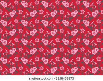 Seamless illustration branches with Petunia flowers. Floral Pattern in vector. Pattern collection.Wild flowers, leaves, branches, floral repeat pattern design set.. Handmade. Wallpaper, fabric design