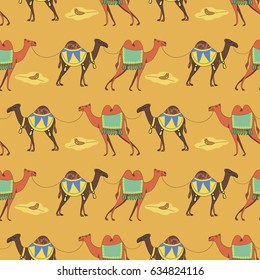 Seamless illustration with camels