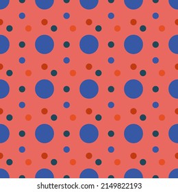Seamless illustration of circle dots on orange background.