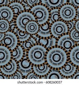 Seamless illustration with circles which made on a base victorian motif