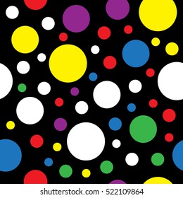 seamless illustration - colored circles on a black background
